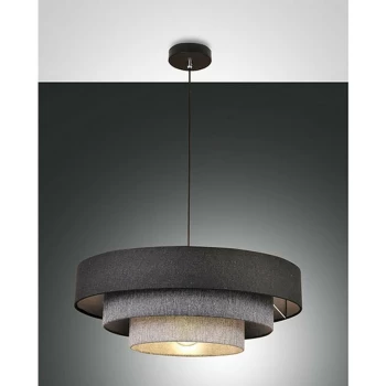 Image of Fabas Luce Lighting - Fabas Luce Brava Cylindrical Pendant Ceiling Light Shades Of Grey Glass, E27