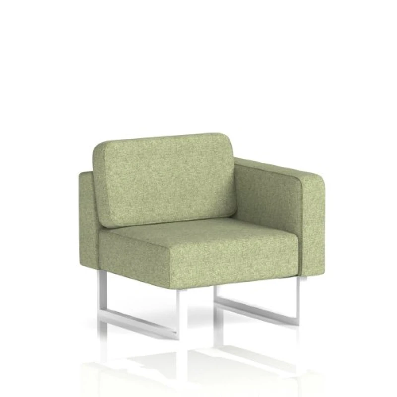Image of Brixworth Modular Seating Left Unit with White in Rivet Fabric - Burnish