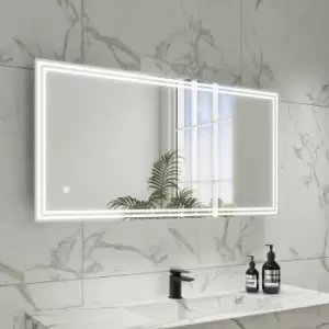 Image of Rectangular Double Border LED Bathroom Mirror with Bluetooth & Demister 1200x600mm -Antila