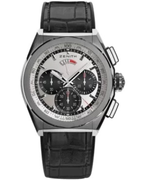 Image of Zenith Defy El Primero 21 Silver Dial Black Leather Mens Watch 95.9001.9004/01.R582 95.9001.9004/01.R582