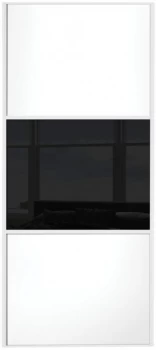 Image of Wickes Sliding Wardrobe Door Wideline White Panel and Black Glass - 2220 x 762mm