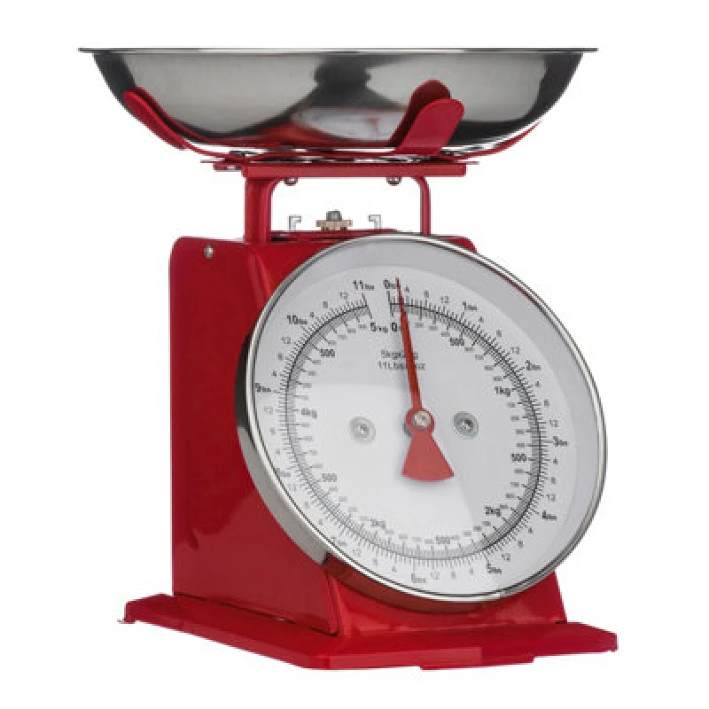 Image of Orsina Premium 5Kg Red Retro Kitchen Scale, Retro Style Kitchen Scale, Iron Steel Constructed Analogue Baking Scale
