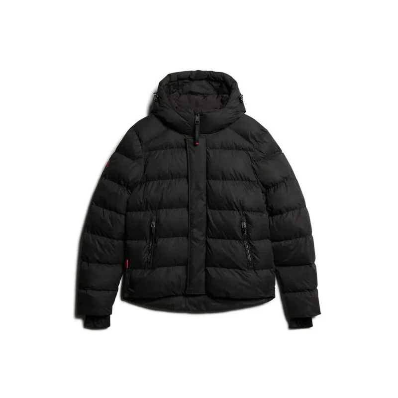Image of Superdry Hooded microfiber puffer jacket Superdry Noir Male XL