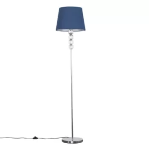 Image of Eleanor Chrome Floor Lamp with Navy Blue Aspen Shade