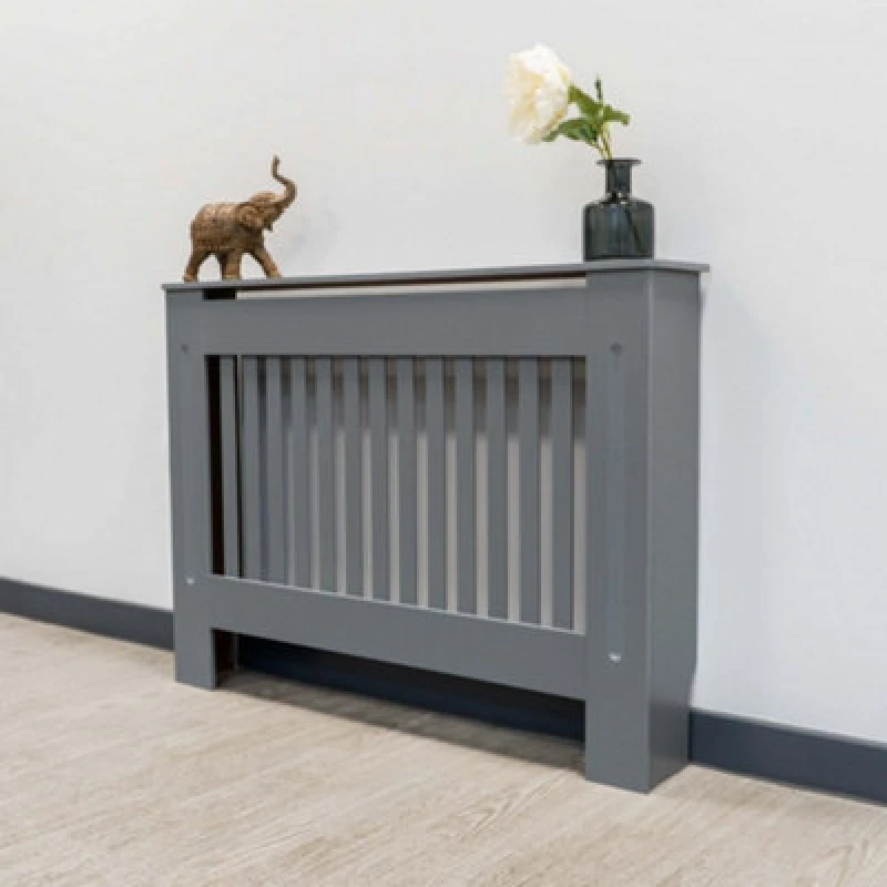Image of Jack Stonehouse Vertical Slat Grey Mdf Wooden Radiator Cover - Medium - 112Cm (W) X 81.5Cm (H) X 19Cm (D)