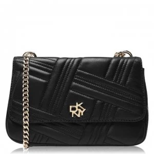 Image of DKNY Alice Medium Fold Over Shoulder Bag - Black/Gold BGD