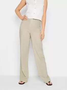 Image of Long Tall Sally Stone Pinstitch Linen Trouser 36", Natural, Size 20, Women