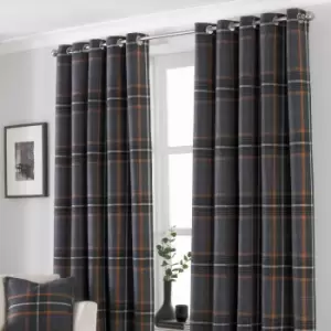Image of Aviemore Tartan Faux Wool Eyelet Curtains Rust, Rust / 168 x 183cm