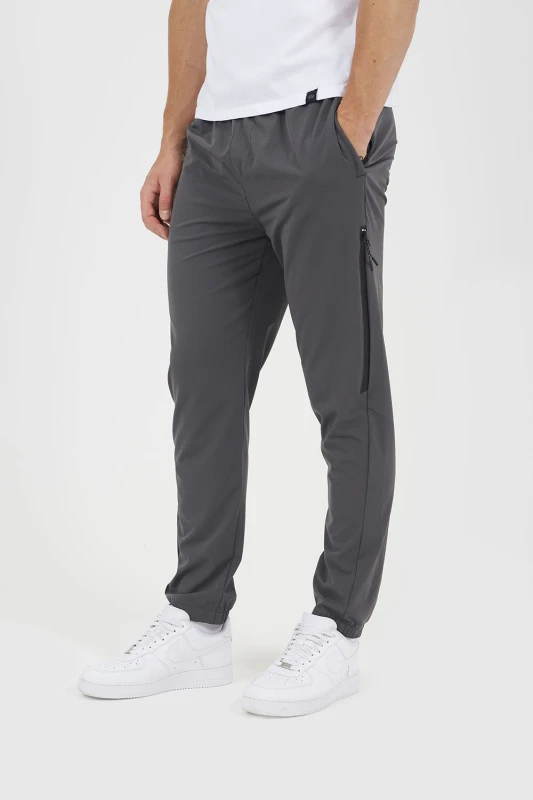 Image of Brave Soul Brave Soul Men Straight Leg Elasticated Waist Trousers in Dark Grey Size: Small Dark Grey S Male 5063487120765