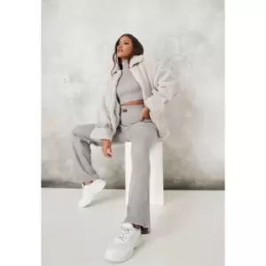 Image of Missguided Wide Leg Trousers - Grey