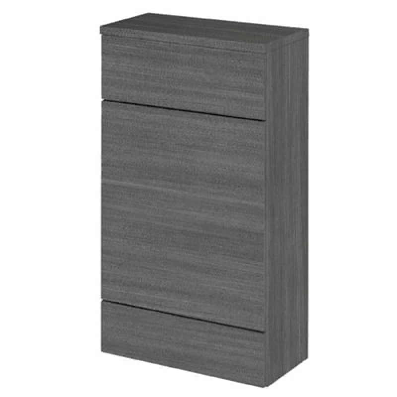 Image of Hudson Reed Fusion Floor Standing Wc Unit With Coordinating Top Compact, Bathroom Storage Unit, Anthracite Woodgrain, 500mm