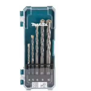 Image of Makita - D-72877 5 Piece Straight Shank TCT Masonry Drill Bit Set 4 5 6 8 10mm