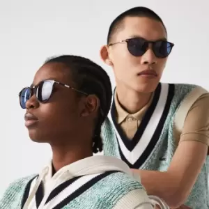 Image of Lacoste Unisex Round Acetate Novak Djokovic Sunglasses Size One size Havana Red