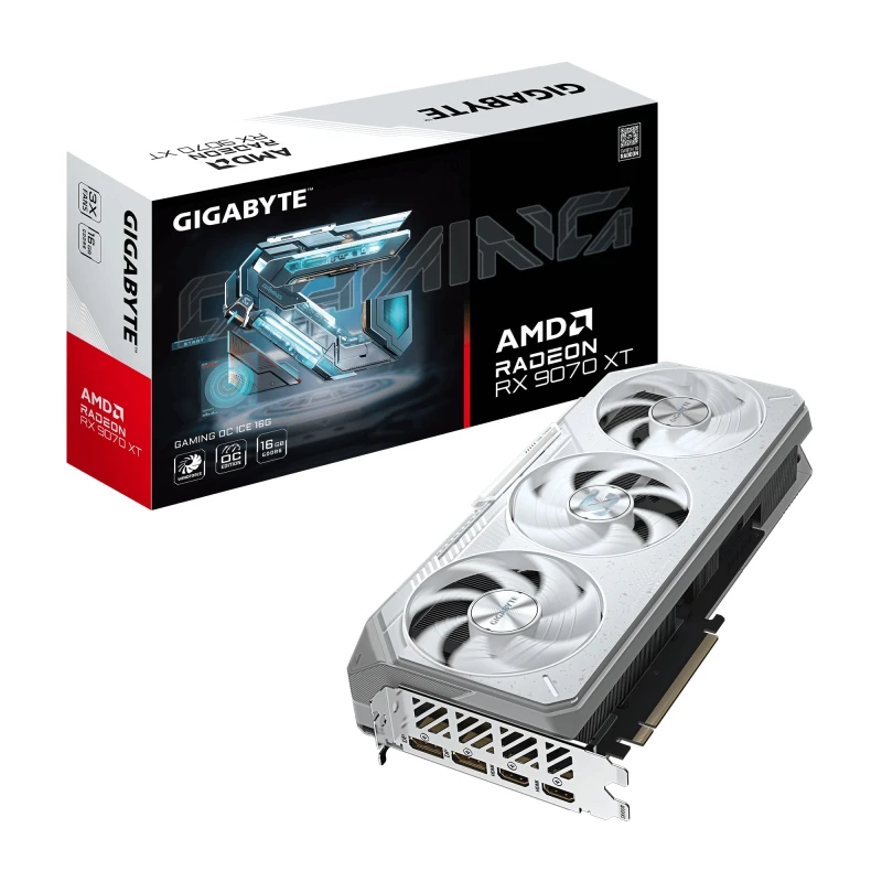 Image of Gigabyte Gigabyte Radeon RX 9070 XT GAMING OC ICE 16G Graphics Card - 16GB GDDR6, 256bit, PCI-E 5.0, 3060 MHz Core Clock, 2 x DisplayPort, 2 x HDMI, G