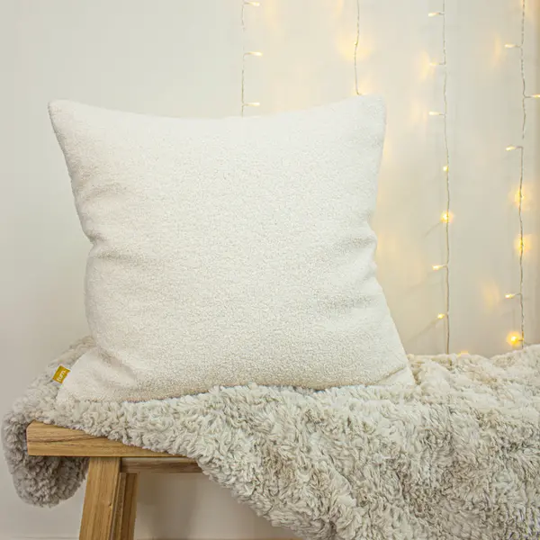Image of Malham Fleece Square Cushion Ivory, Ivory / 50 x 50cm / Polyester Filled