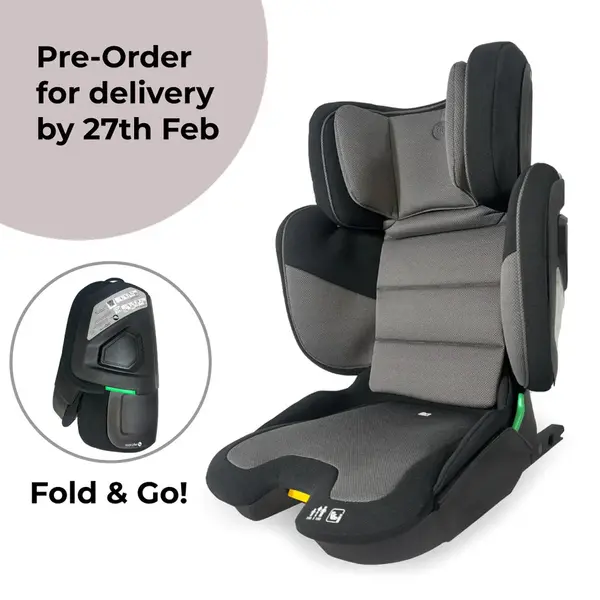 Image of My Babiie MBCS23 i-Size (100-150cm) Compact High Back Booster Car Seat - Black & Grey