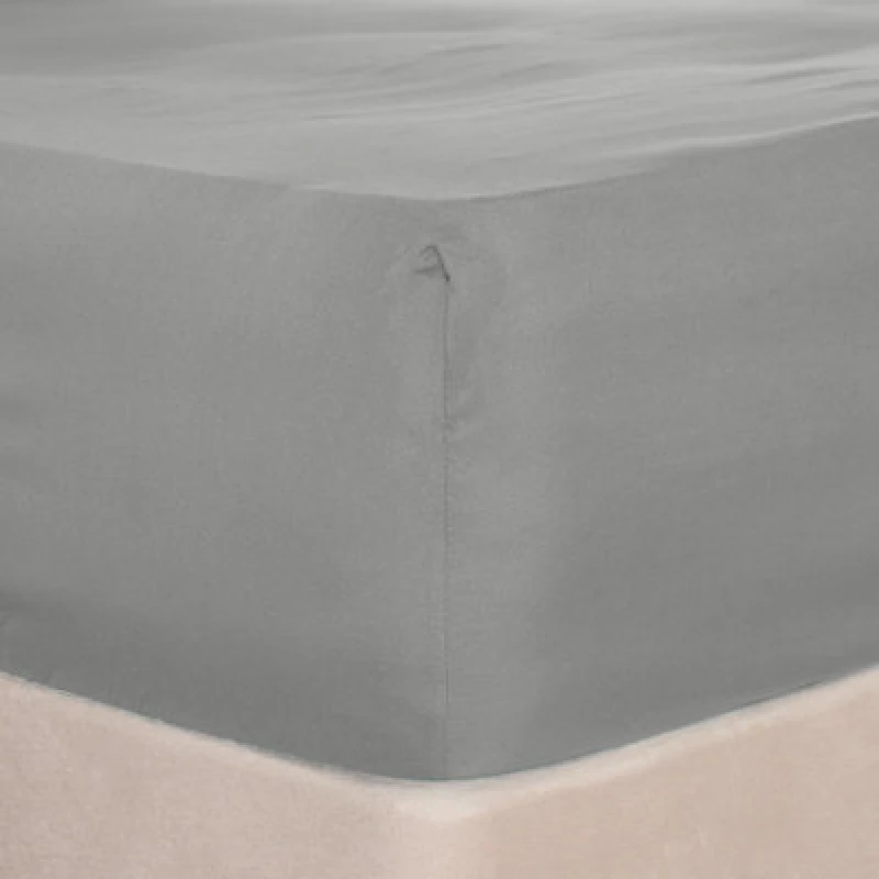 Image of OHS OHS Plain Bed Sheet Microfibre Deep Fitted Soft in Grey Size: Single Grey Single Unisex 5027434182725