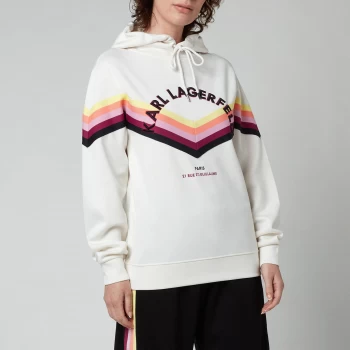 Image of KARL LAGERFELD Womens Hoodie With Stripe Tape - White - S