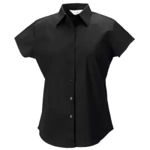 Image of Russell Collection Ladies/Womens Cap Sleeve Easy Care Fitted Shirt (XL) (Black)