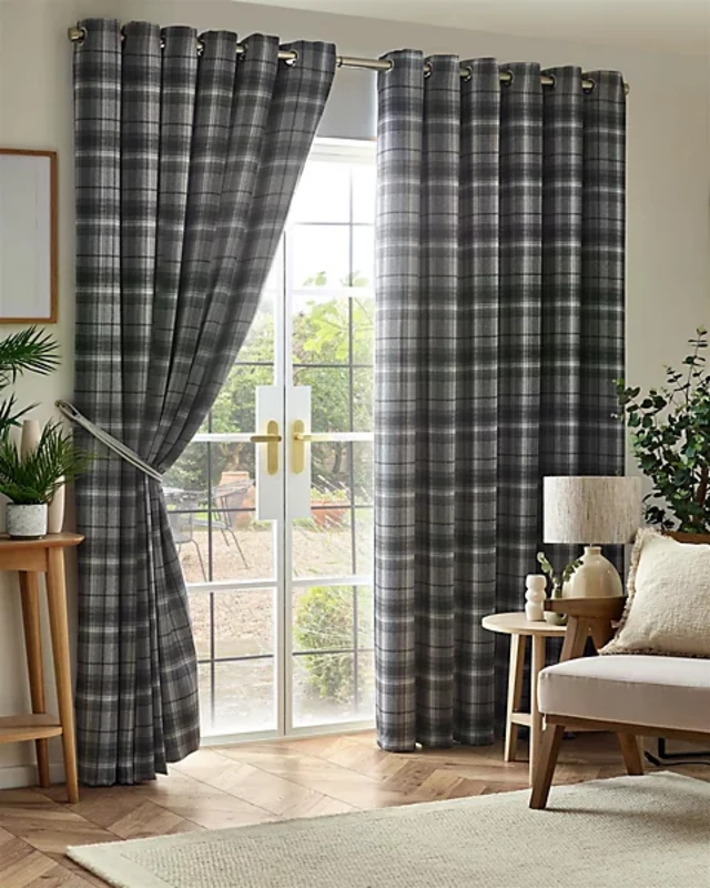 Image of Oban Triple Woven Ready Made Eyelet Blackout Curtains Silver