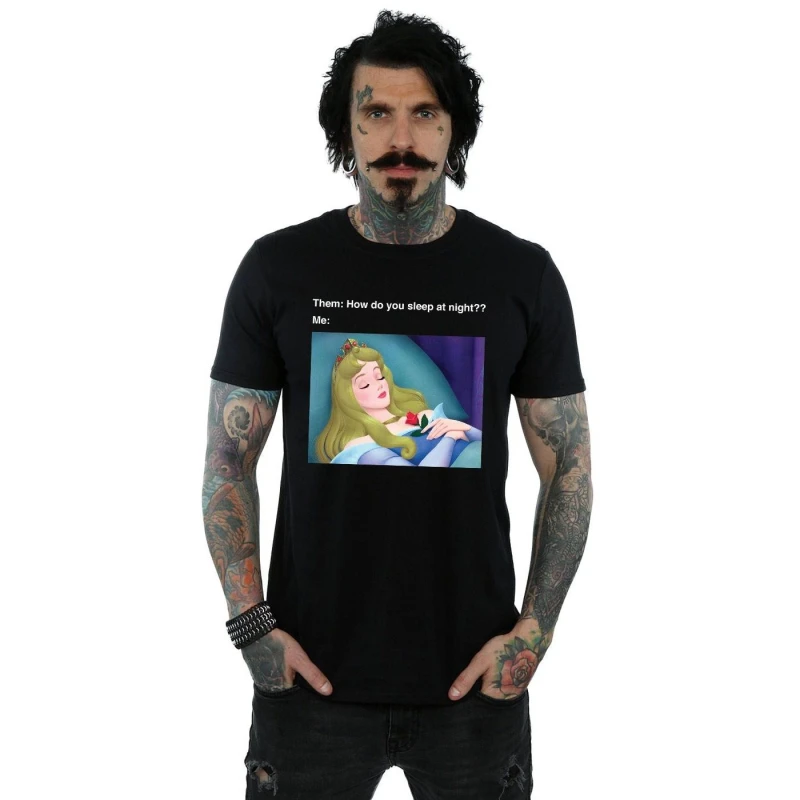 Image of Disney Men Sleeping Beauty Meme T-Shirt in Black Size: Small Black S Male 5057736895115