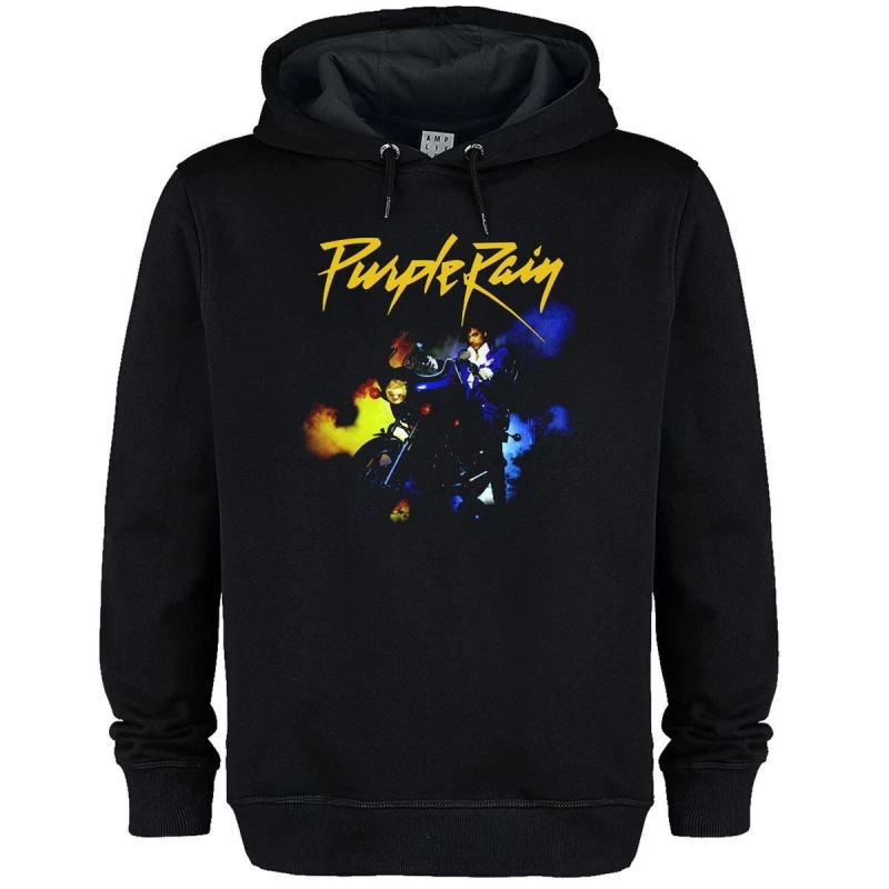 Image of Amplified Amplified Men Purple Rain Motorcycle Prince Hoodie in Black Size: X-Small Black XS Male 5063693000561