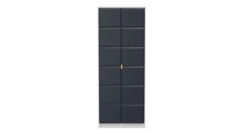 Image of Bologna Ready Assembled Modern Matt Indigo & White Tall Double Wardrobe (H)1970mm (W)740mm (D)530mm