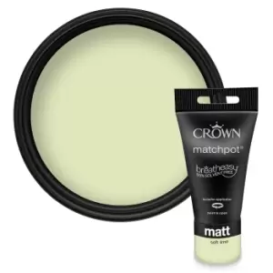 Image of Crown Walls & Ceilings Matt Emulsion Soft Lime Tester - 40ml