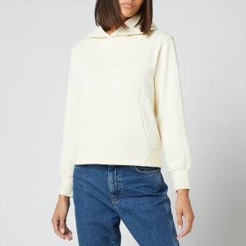 Image of Calvin Klein Jeans Womens Off Placed Monogram Hoodie - Muslin - XS