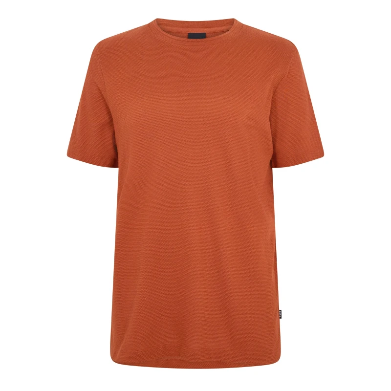 Image of Boss Mens Tiburt Bubble Structure Cotton Short Sleeve T-Shirt Regular Fit T-Shirts Small Orange 57765972350