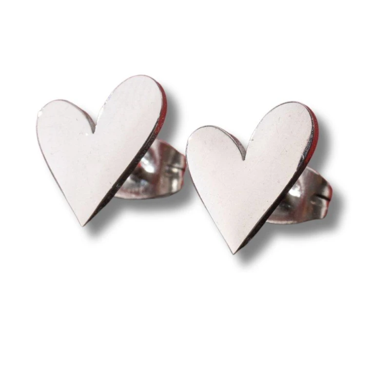 Image of Aye Do Gifts Tilted Heart Stud Earrings 1746-NP Silver female Stud