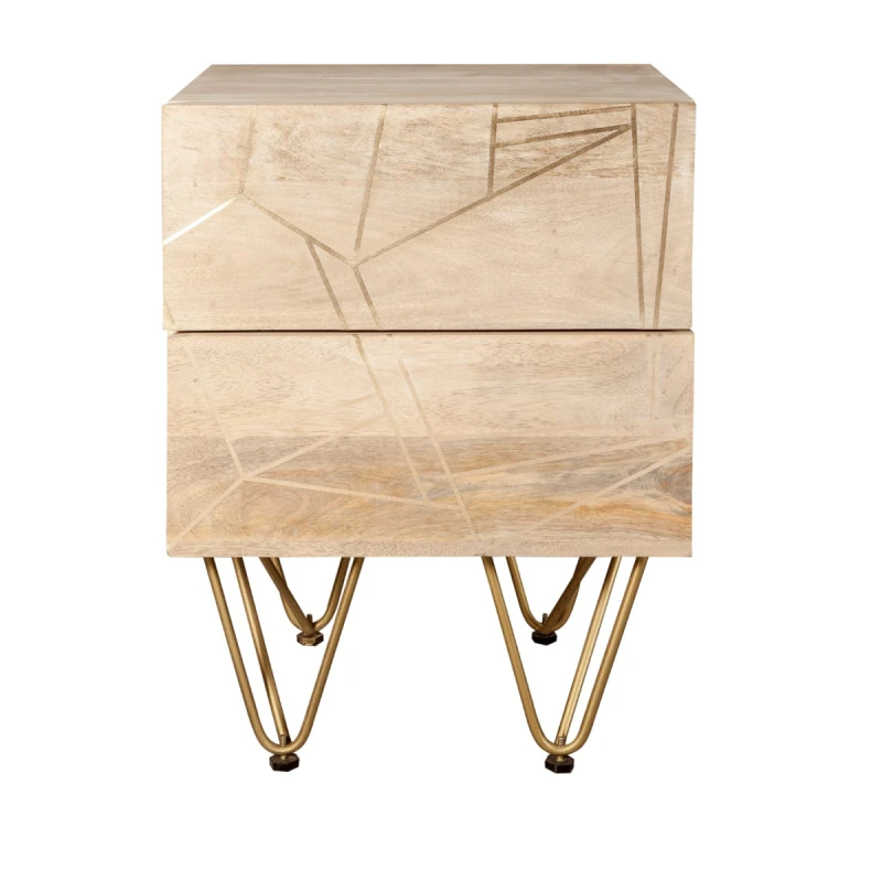Image of Indian Hub Light Gold 2 Drawer Side Table