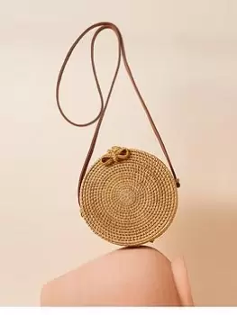 Image of Accessorize Rattan Hardcase Crossbody, Beige, Women