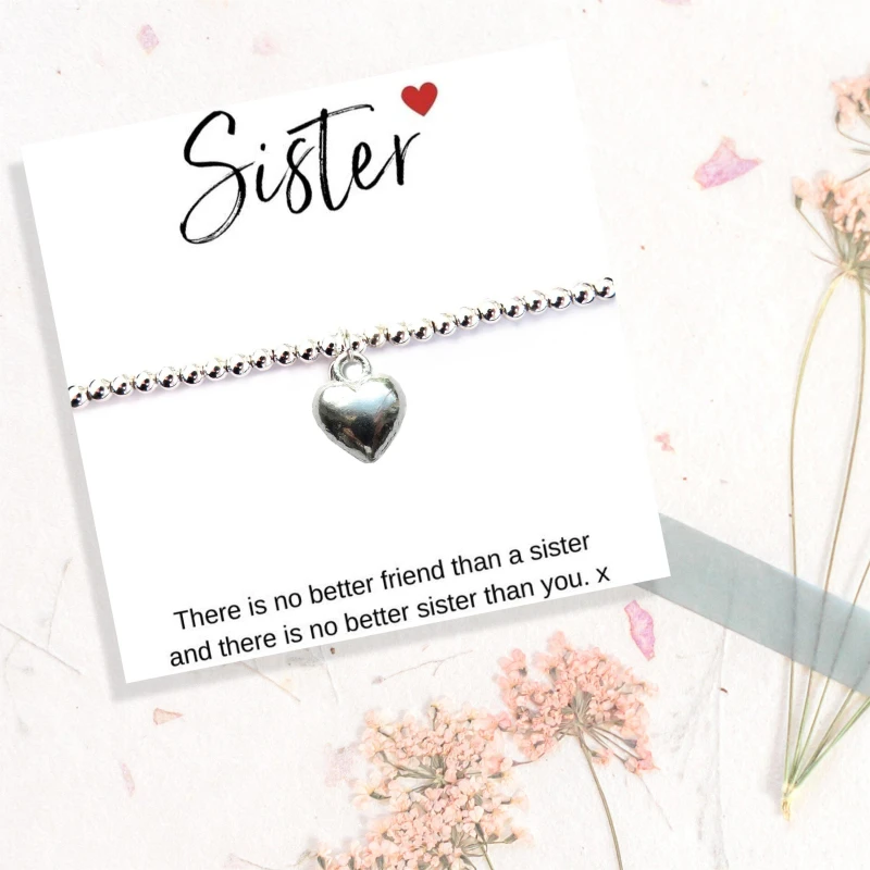 Image of Aye Do Sister Gift Card & Heart Charm Bracelet 613-CDSS-S - Silver Silver One Size