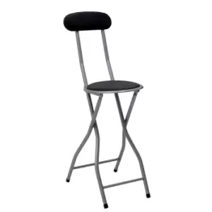 Image of Black Padded Folding Breakfast Kitchen Bar Stool Seat