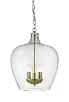 Image of Nell 3 Light Antique Brass Dome Pendant Ceiling Light