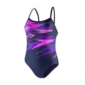 Image of Speedo Boom Plummet Thin Strap Swimsuit Ladies - Navy/Neon