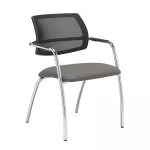 Image of Tuba chrome 4 leg frame conference chair with half mesh back - Slip