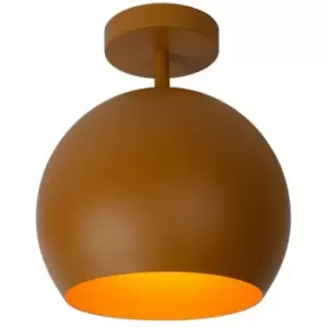Image of Lucide BINK - Flush Ceiling Light - Ø24.5cm- 1xE27 - Ocher Yellow