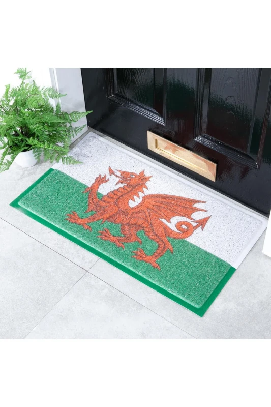 Image of Native Natural Welsh Dragon Flag Doormat (70 X 40Cm)