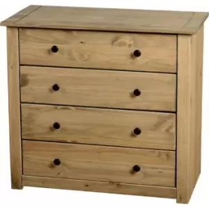 Image of Panama 4 Drawer Chest Solid Pine Natural Oak Wax Finish - Seconique