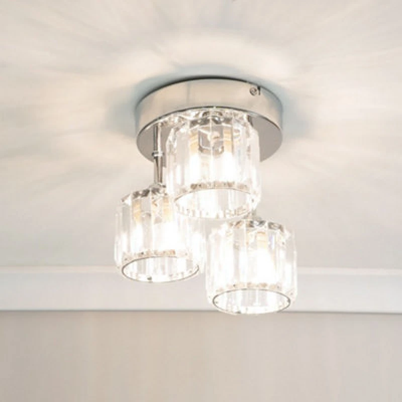Image of ValueLights Beth Chrome 3 Way Clear Glass Drop Ceiling Light Silver