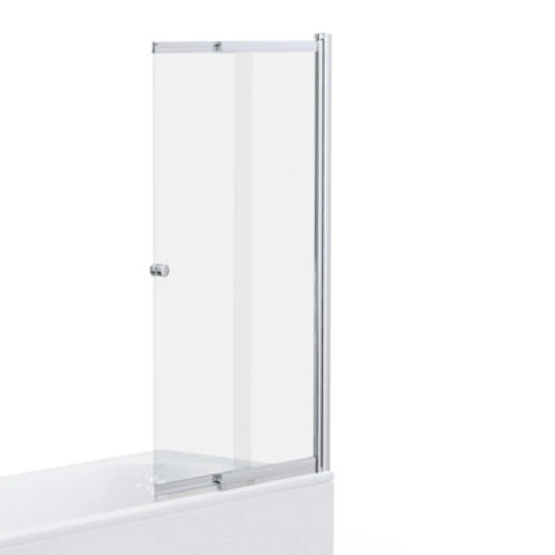 Image of nuie Bath Screens Square L Shape 6mm Toughened Safety Glass Bath Screen with Fixed Return - Black NSBS2BP