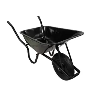Image of Black 90 Litre 150kg Capacity Heavy Duty Outdoor Galvanised Pneumatic Metal Garden Wheelbarrow