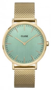 Image of CLUSE La Boheme Gold Mesh Bracelet Pale Green Dial Watch