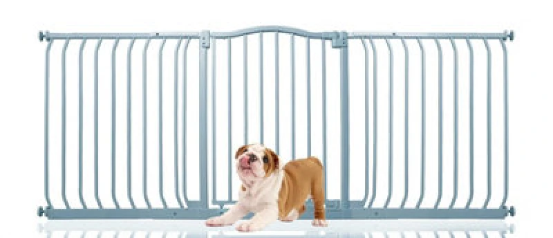 Image of Bettacare Curved Top Dog Gate, 179Cm - 188Cm, Matt Grey, Pressure Fit Pet Gate For Dog And Puppy, Pet And Dog Barrier