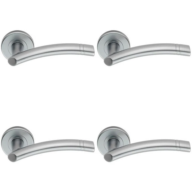 Image of Loops 4x PAIR Arched Round Bar Handle with Ring Detailing Concealed Fix Satin Chrome Multi