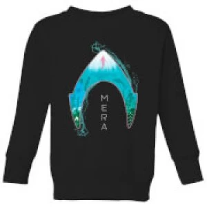 Image of Aquaman Mera Logo Kids Sweatshirt - Black - 3-4 Years