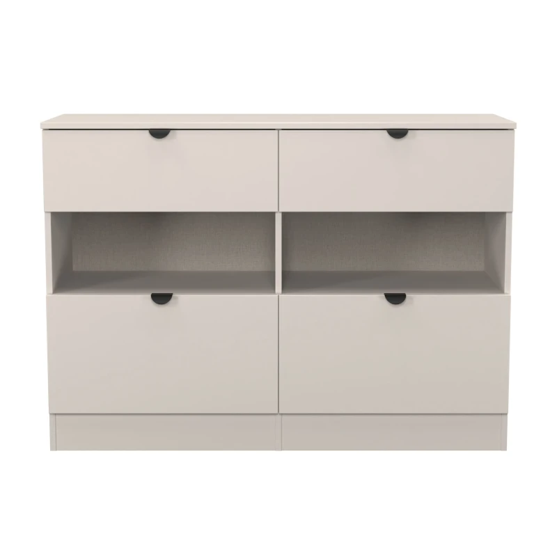 Image of Welcome Furniture Solomon 4 Drawer Open Shelf Wide Chest Chest of Drawers Regular Beige 42288790390