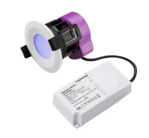Image of KnightsBridge 230V IP65 6W Fire-rated RGB and CCT WiFi Downlight